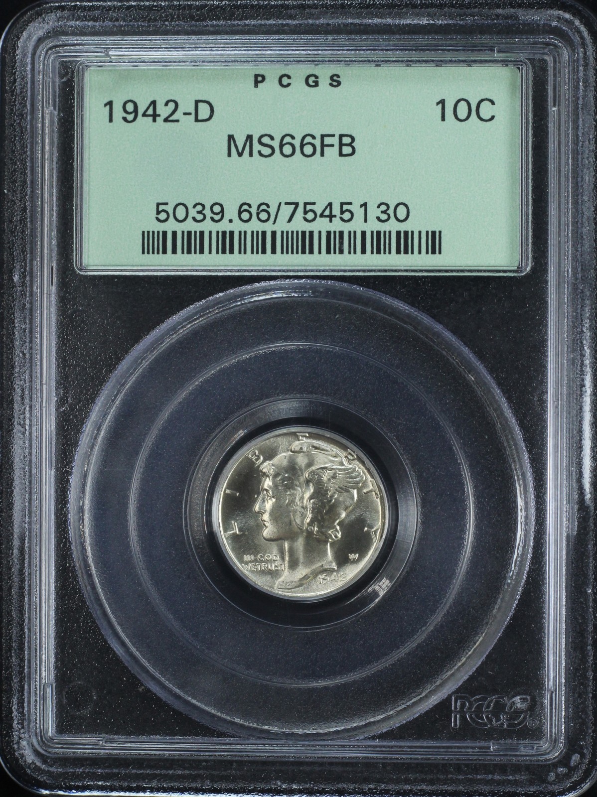 1942-D MERCURY DIME 10C MS66FB - FULL BANDS OGH (PQ137)