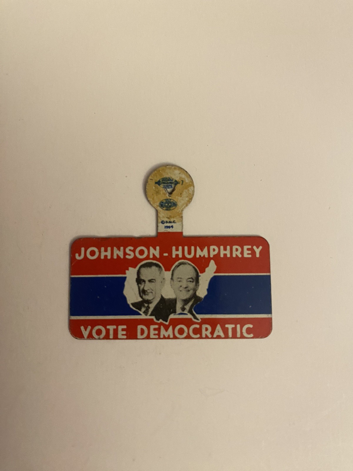 Johnson Humphrey Vote Democratic Tab Fold Over Button P55
