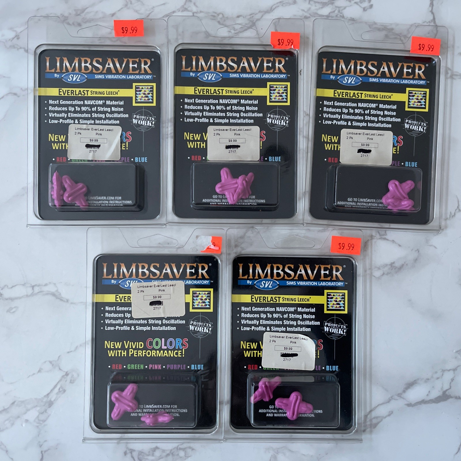 Lot of 5 SVL Limbsaver Everlast String Leech Pink 2 Packs New NIP 3338