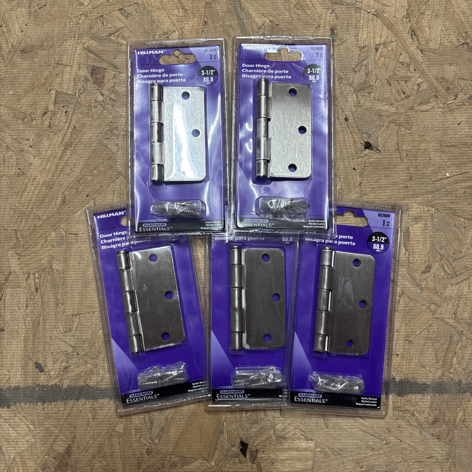 5 NEW  852689 3-1/2" Satin Nickel  Hinge  Hillman  (02)