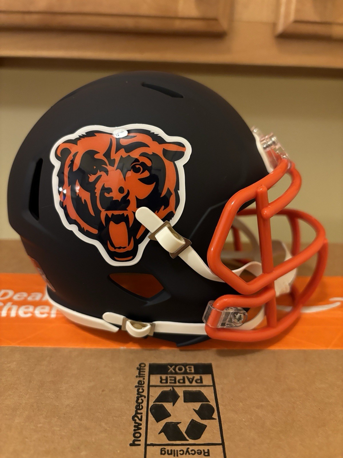 Chicago Bears Mini Football Helmet Custom Matte Navy Blue Riddell Speed