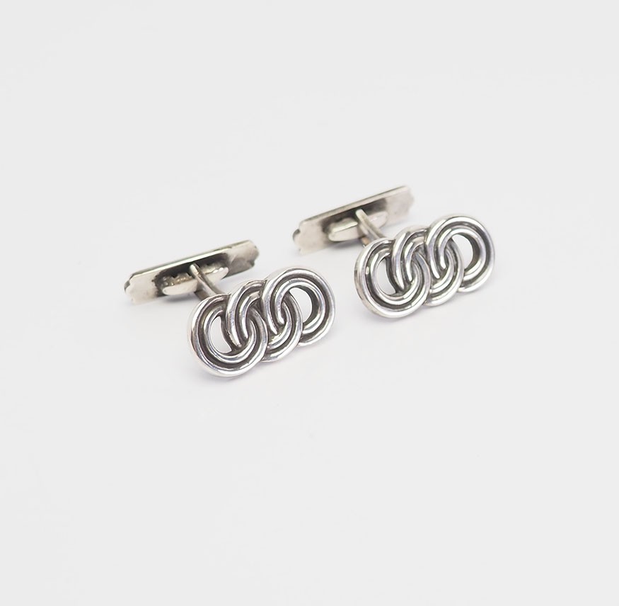 Vintage 835 silver Scandinavian modern three knot infinity cufflinks