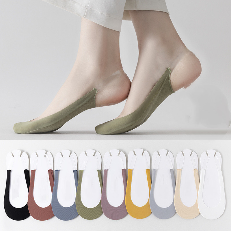 5 Pairs Women Summer Transparent Straps High Heels Socks No Show Non Slip Socks