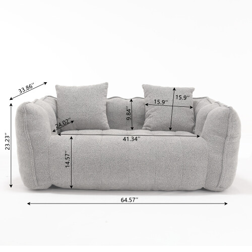 Bean Bag Sofa with high resilience foam core Bean Bag Chair for 2 people Grey