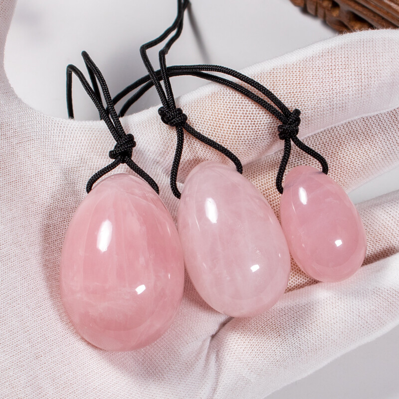 3pcs/set Natural Rose Quartz Stone Carved Yoni Eggs for Women Kegel Exercise