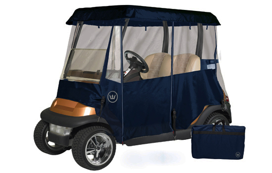 Premium Drivable Person Golf Car Cart Enclosure Cover - Fits 2 Person - Navy
