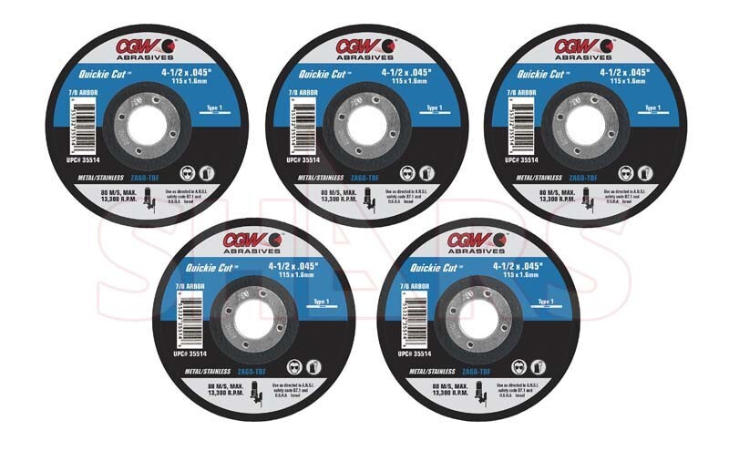 CGW 5 PCS 6 x 0.045 x 7/8 36 Grit Type 1 ZA Quickie Cut Cutoff Wheel ^|
