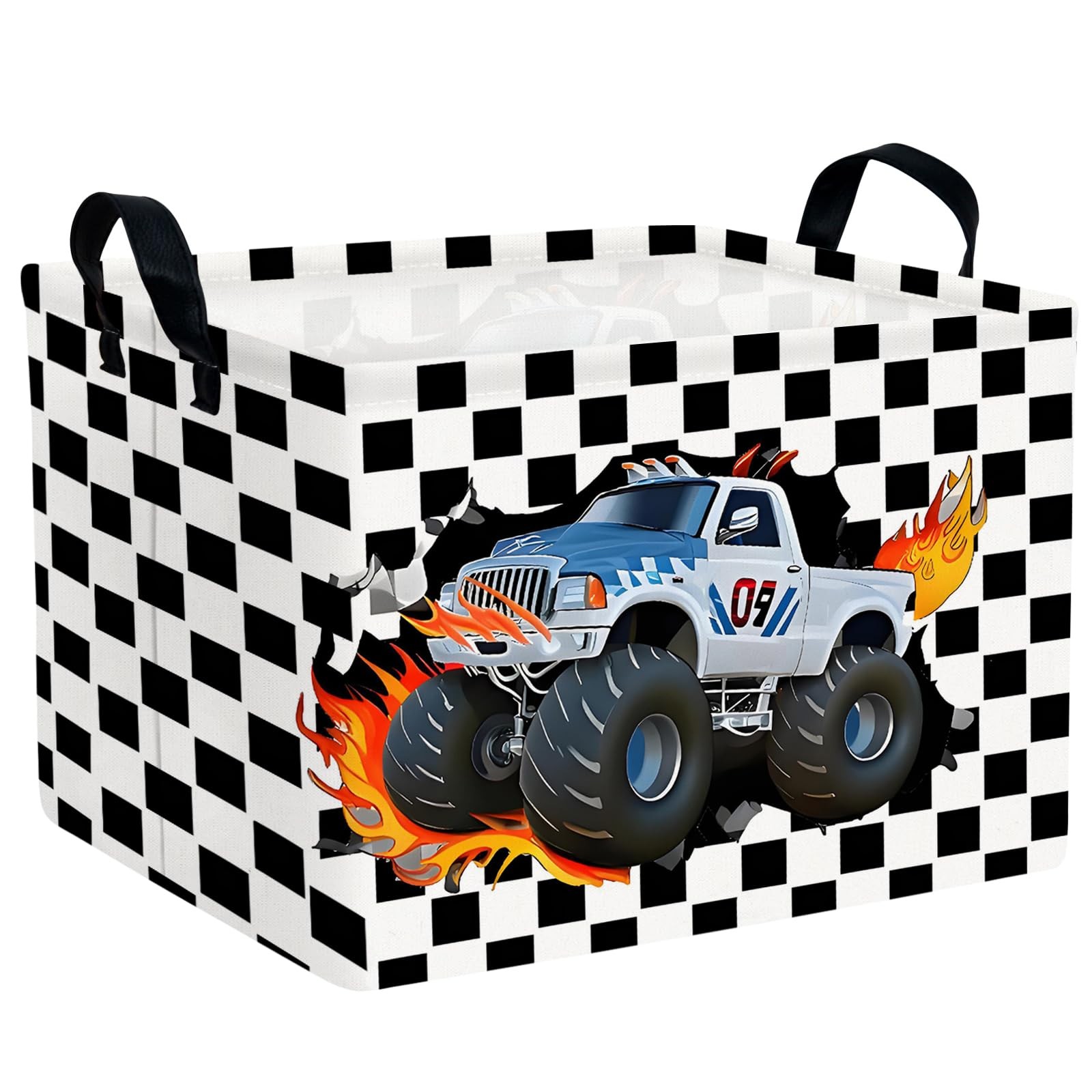 ASKETAM Racing Car Storage Basket Monster Truck Toy Book Shelf Basket Kid Roo...