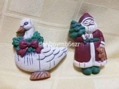 AVON Christmas Fancy Favorites Holiday Magnet Santa Goose LOT