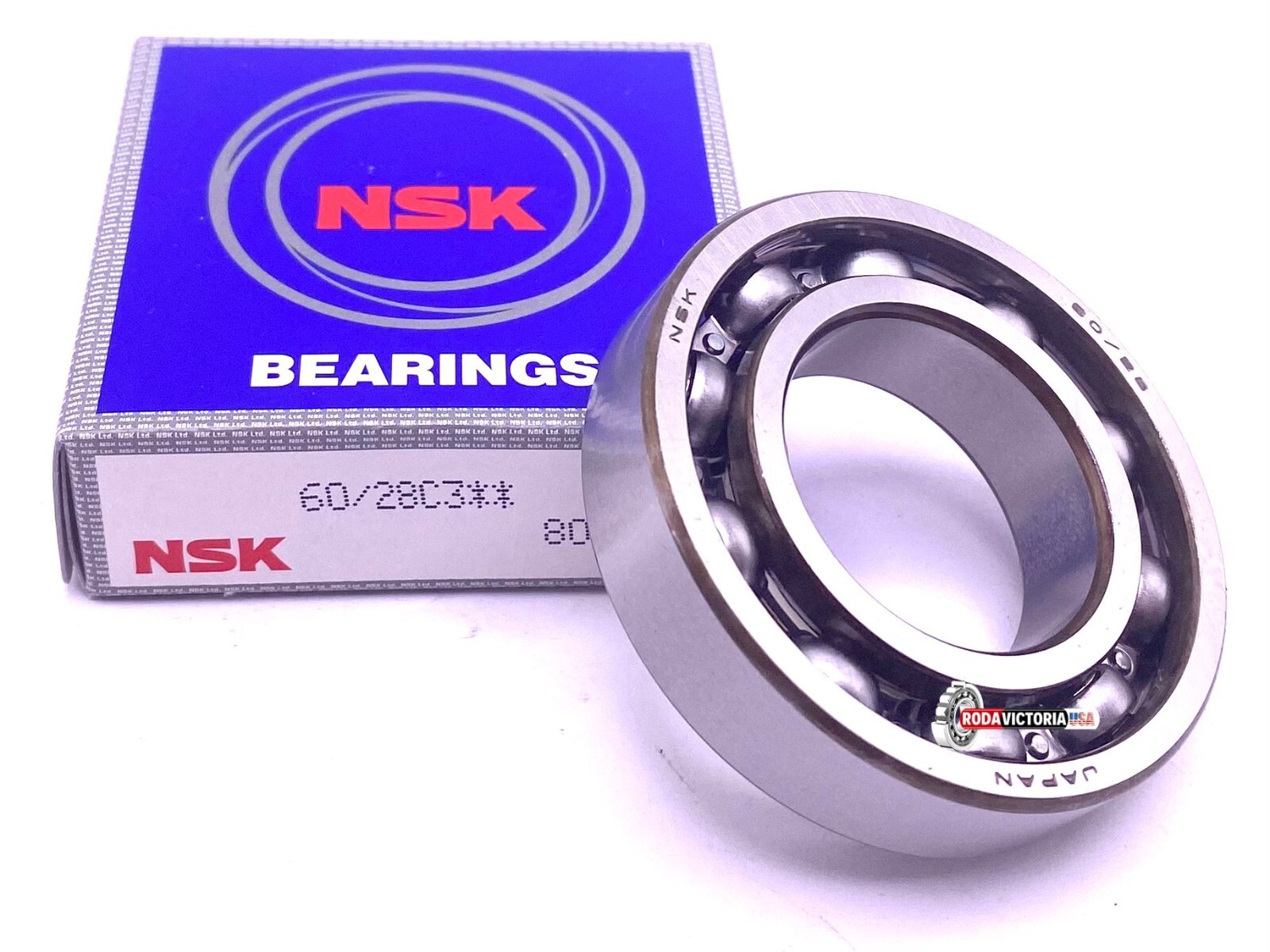 NSK 60/28 C3 Deep Groove Ball Bearing, Open Type, No Seals 28x52x12 mm