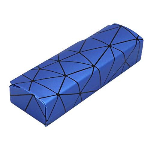 Outman Hard Shell Light Portable Eyeglasses Case Glasses Blue Lattice Pattern