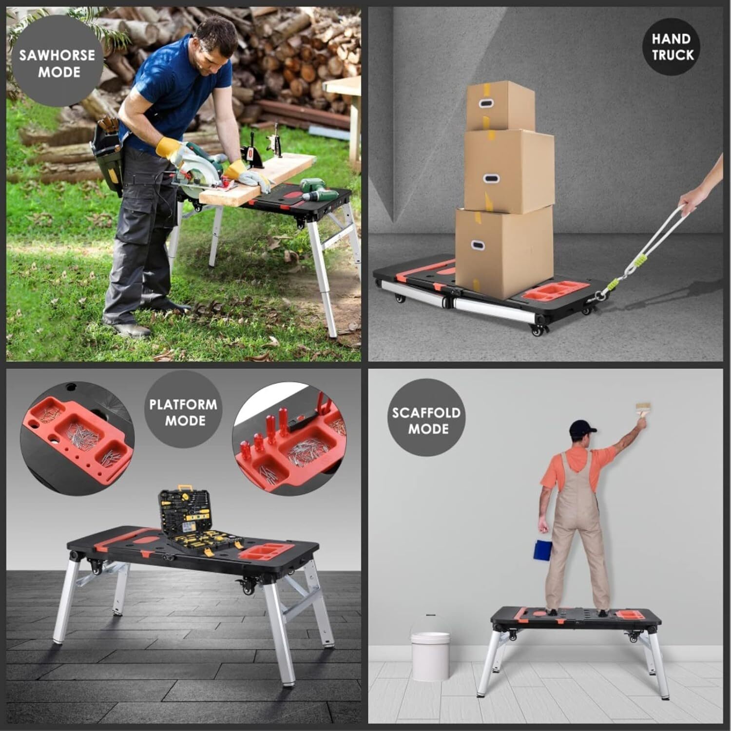 Multifunctional Folding Work Table,7 in 1 Work Benches for Garage Car Creeper