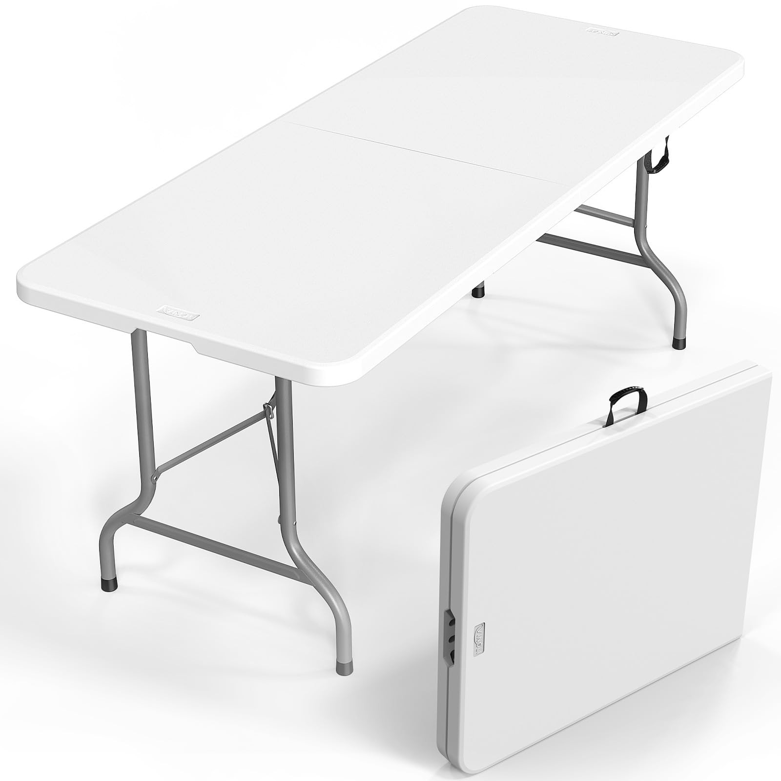 Vingli 6 Foot Plastic Folding Table Portable Long Table For Indoor Outdoor Use