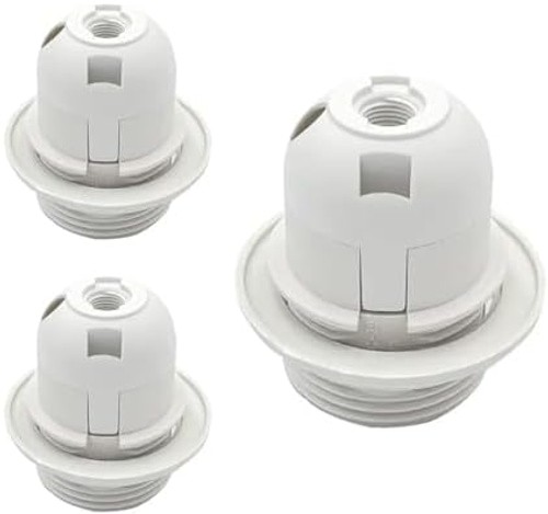E26 E27 Light Socket,Plastic Threaded Medium Base Lamp Holder with Shade Ring...