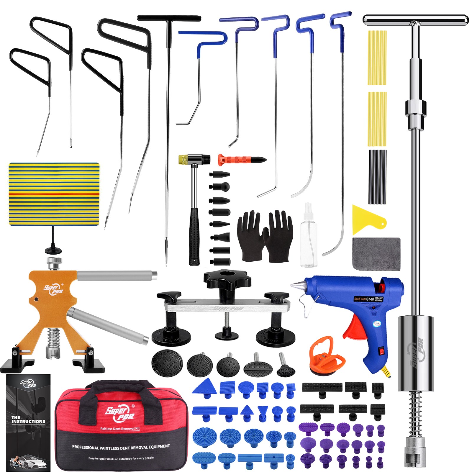 106X Car Dent Repair Paintless Puller Tools Lifter Dint Hail Removal Repair Kit