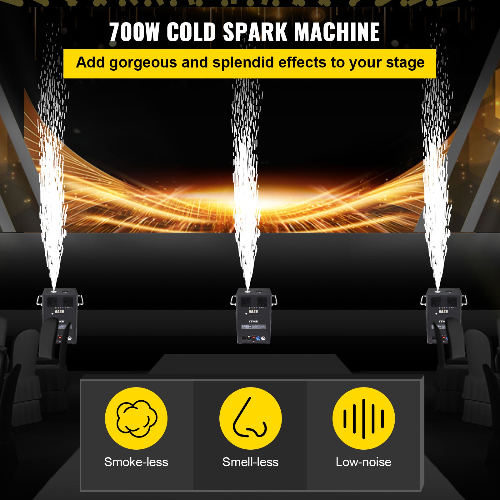 Uimoso 2PC Cold Spark Machine 700W Firework Stage Effect DMX Event Party Wedding