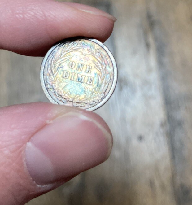 Toner 1899 P Barber Dime 10c US Silver Ten Cents Toning Toned Philadelphia Rare!