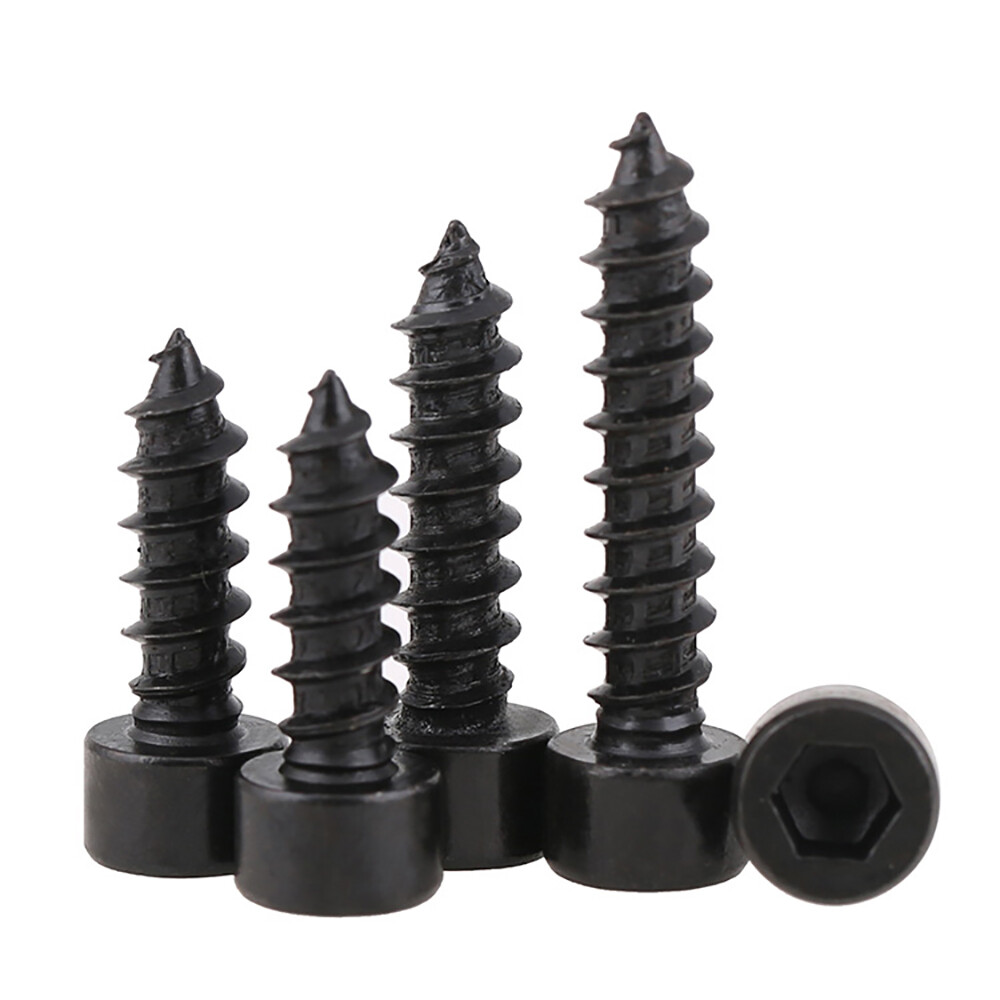 M4 M5 M6 Allen Hex Hexagon Socket Cap Head Self Tapping Wood Screw Black 8.8