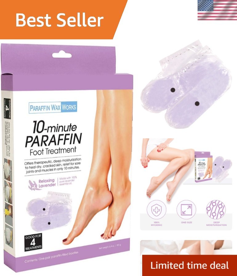10-Minute Paraffin Foot Treatment, Spa and Home Treatment Booties, Relaxing L...