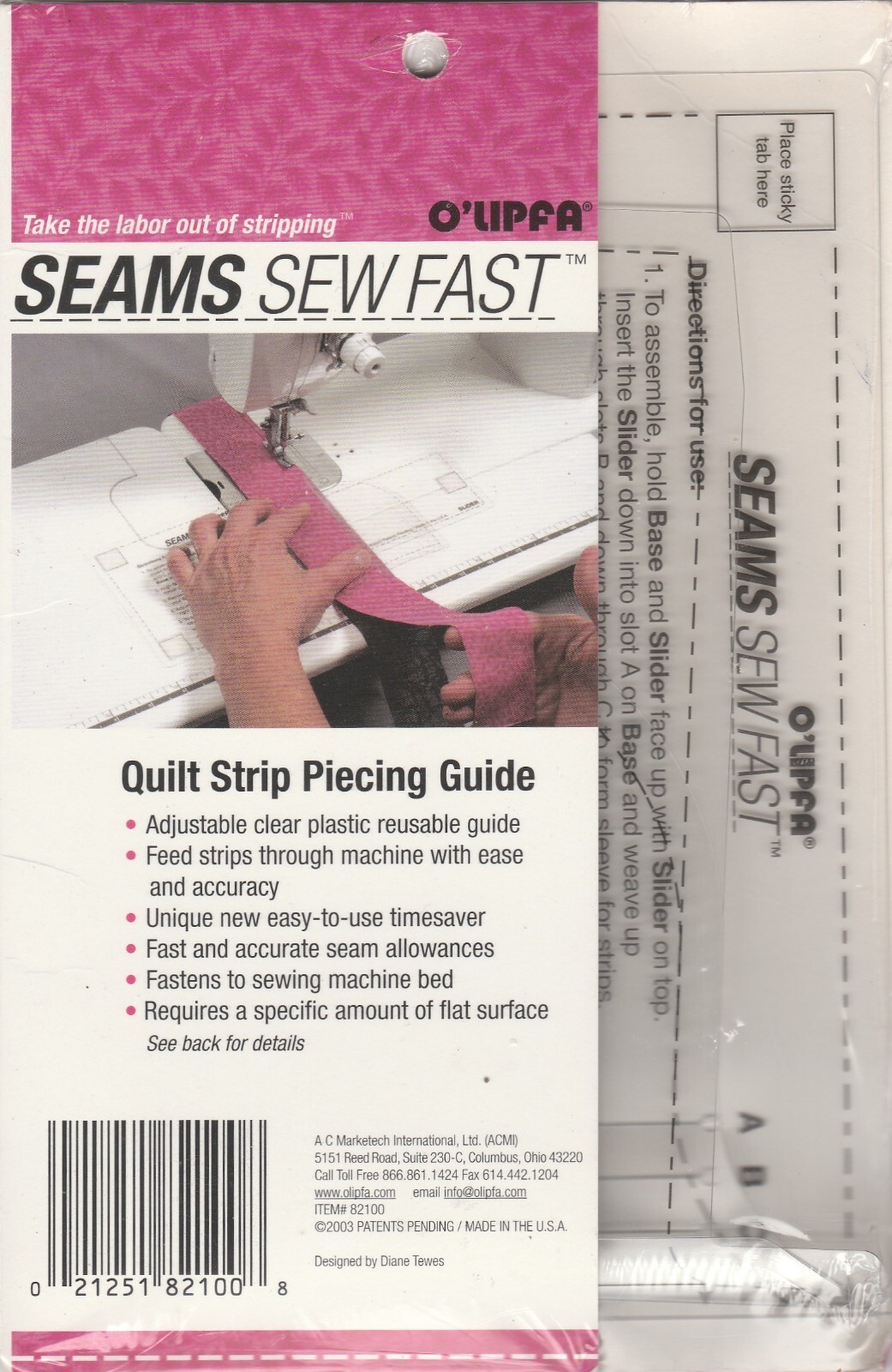 SEAMS SEW FAST Quilt Strip Piecing Guide by O"Lipfa ~ 2003 ~ NIP