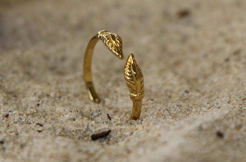 Valentine's Day Ladies Solid Silver Feather Design Adjustable Toe Ring 925 SS