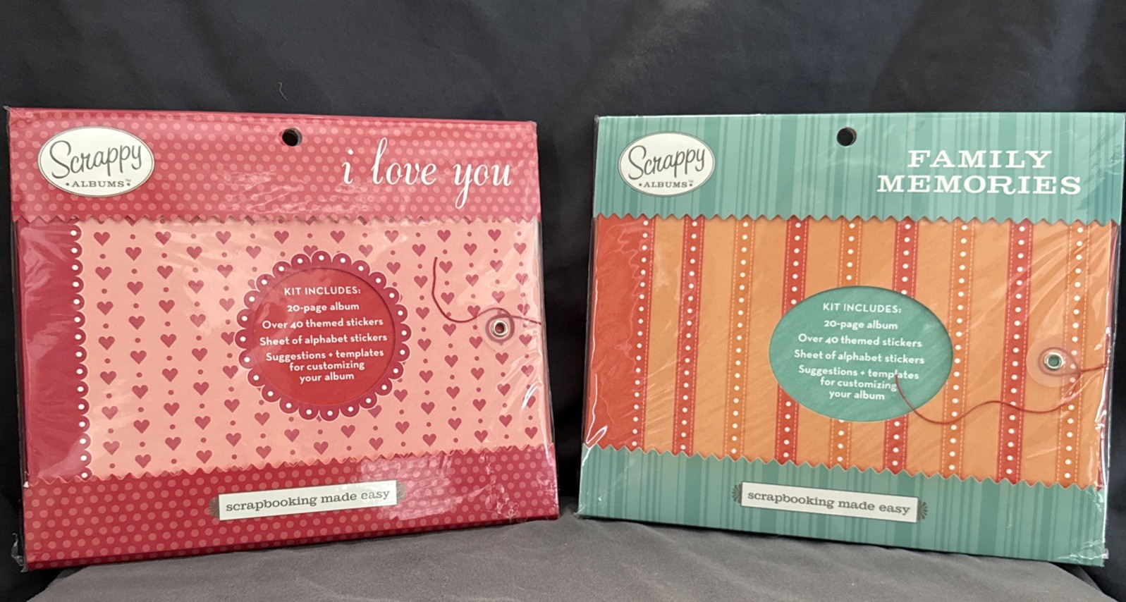 Lot 2 Scrappy Album Scrapbooking Kit W/ Album Stickers Templates New Sealed Vtg