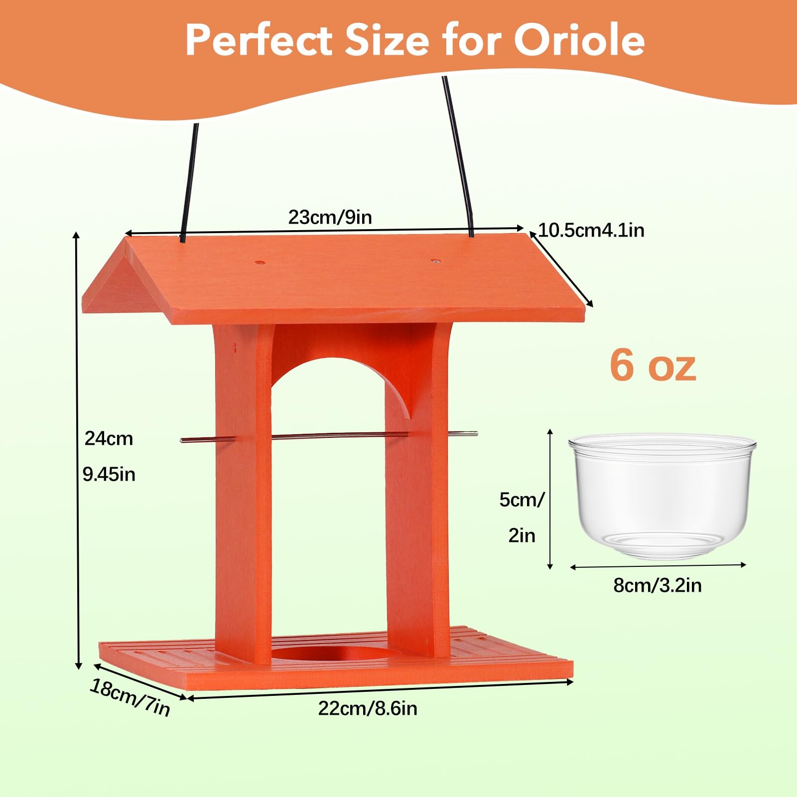 Oriole Feeder for Outdoors Hanging with Gift Box, Durable HDPE Plastic Orange