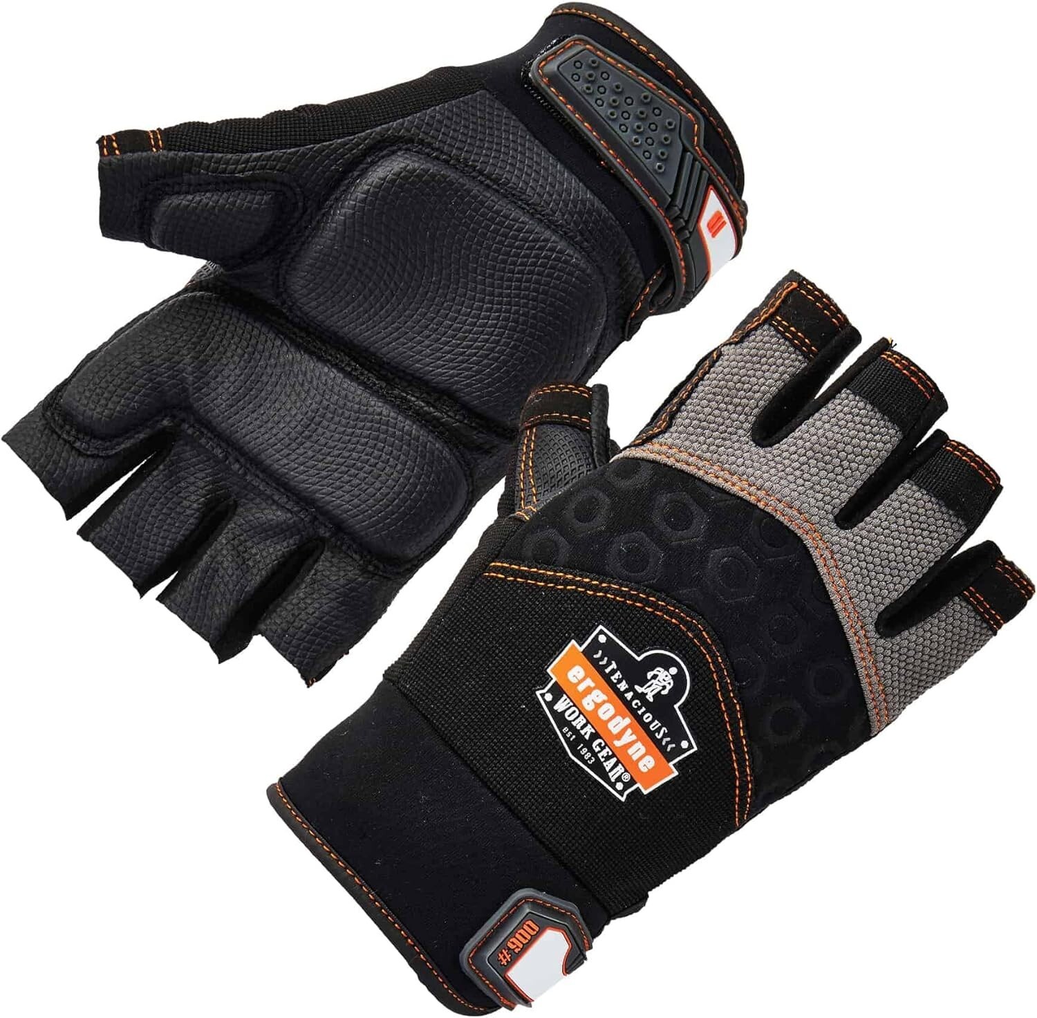 Ergodyne ProFlex 900 Impact Protection Work Gloves Padded Palm Half-Finger XL