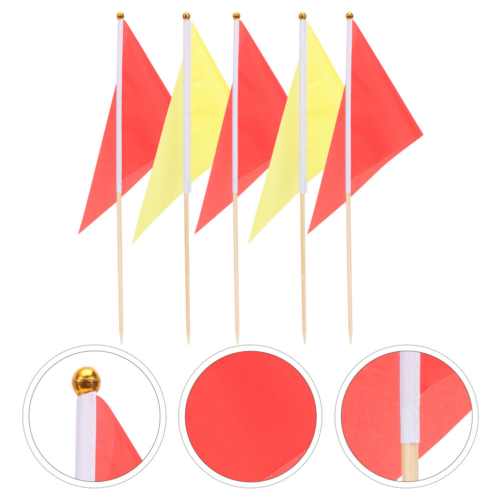 10 Pcs Polyester Triangle Bunting Golf Cart Flags Outdoor Red Stick
