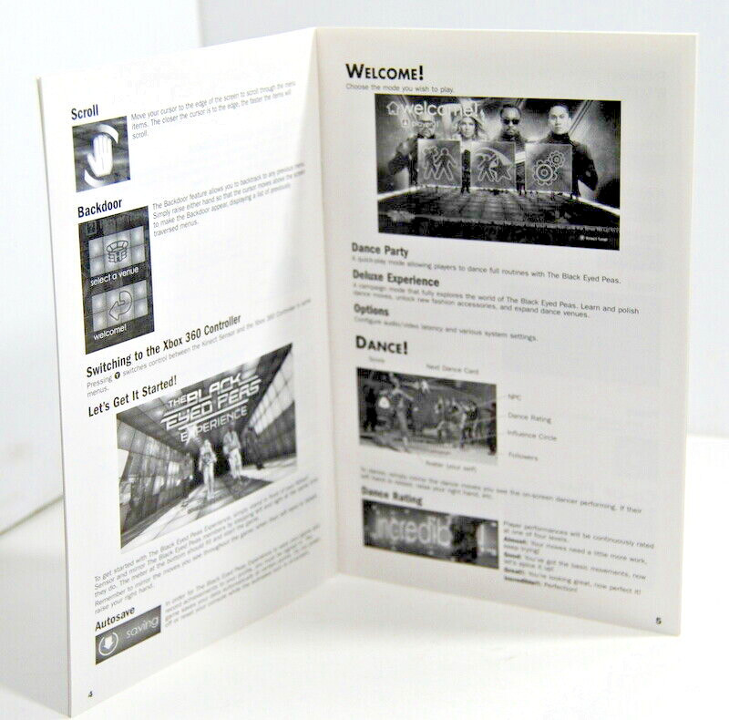 Instruction Manual Only Black Eyed Peas Experience UBISOFT KINECT XBOX No Game