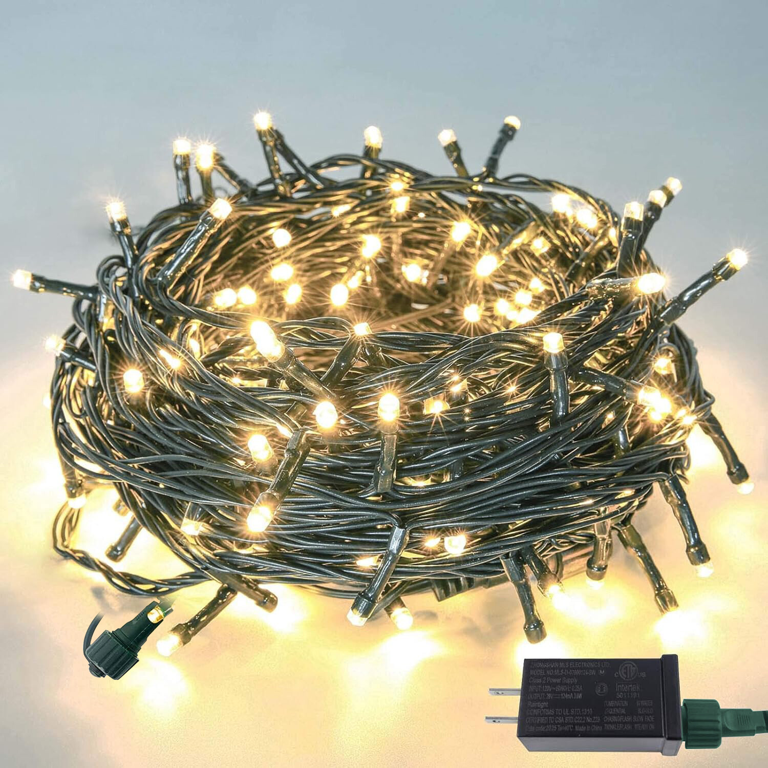 BN-LINK 66FT 200 LED String Lights, Plug-in Outdoor/Indoor Christmas Tree Lights