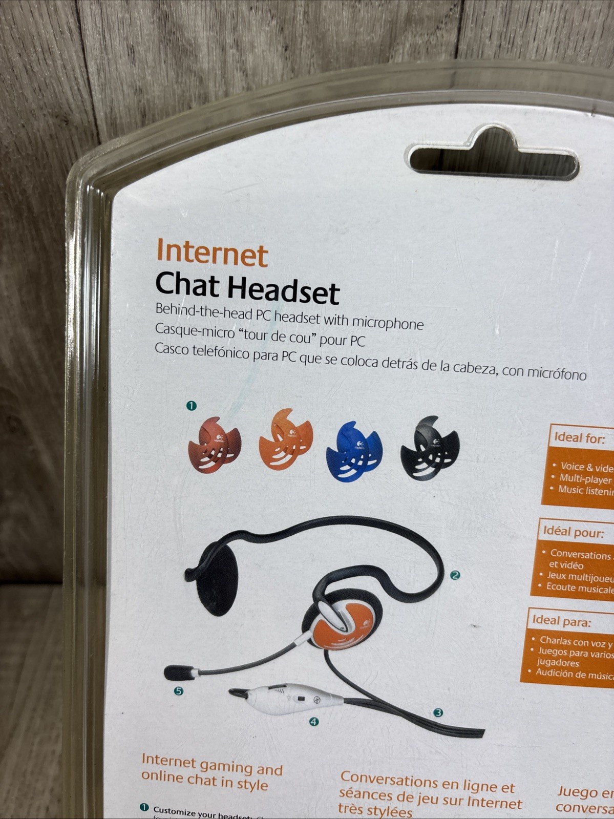 NEW Logitech Internet Chat Headset Behind the Head Multicolored Computer SEALED