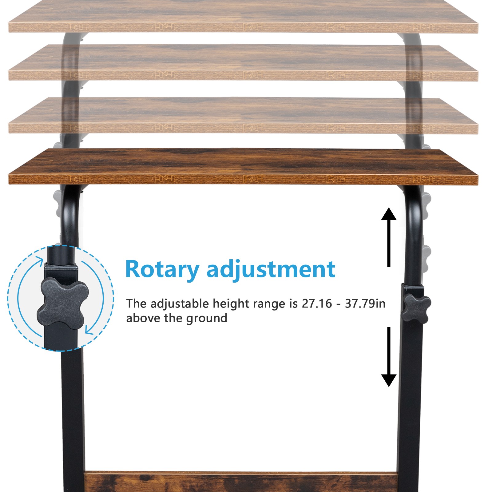 Rolling & Height adjustable P2 15MM Chipboard & Steel Side Table with Baffle NEW