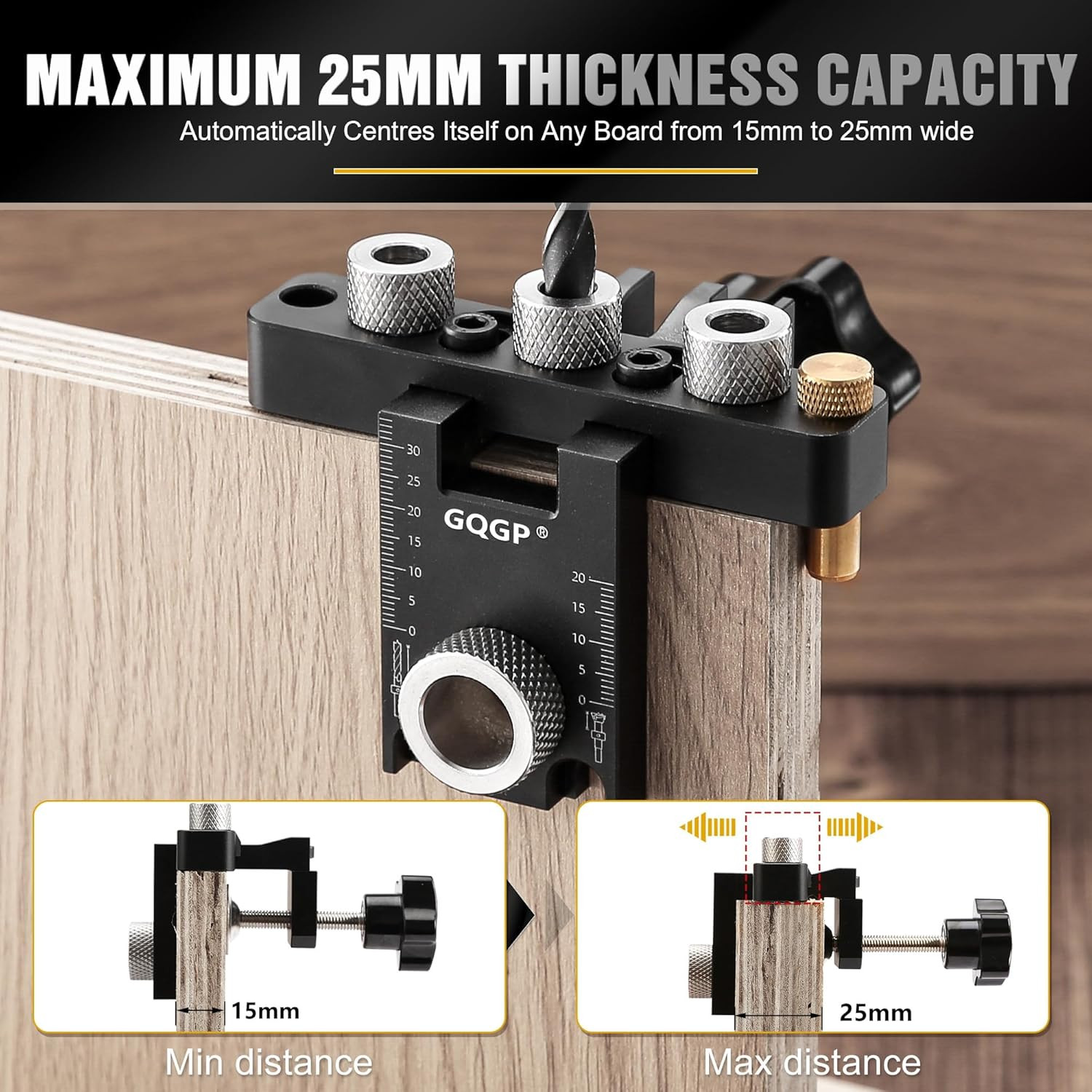 3 in 1 Dowel Jig Drill Kit,Self Centering Doweling Jig,Adjustable Drilling Width