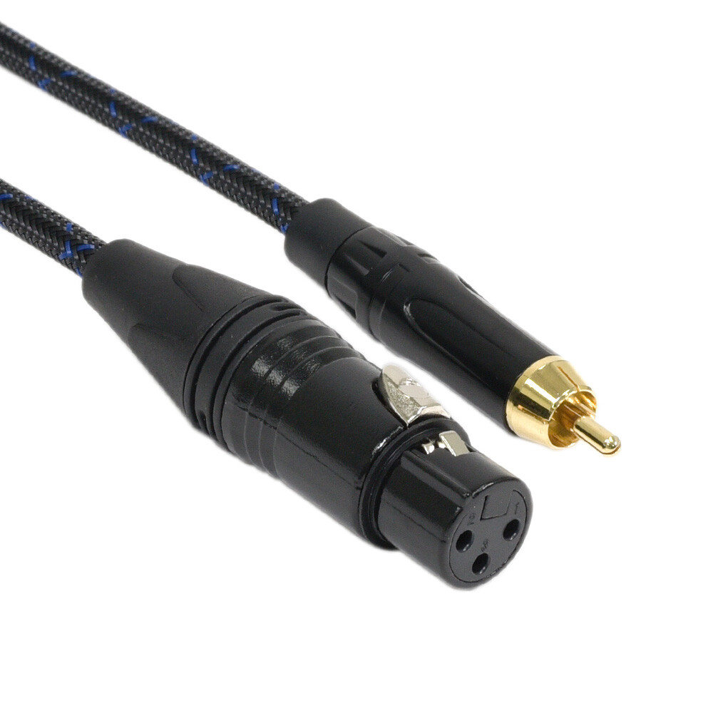 Premium 6 Foot Braided XLR Female to RCA Male Patch Cable Cord