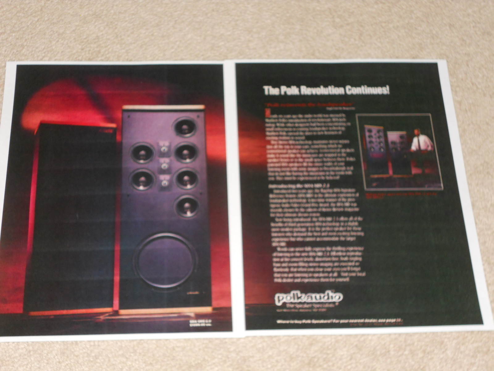 Polk SDA-SRS 2.3 Speaker Ad, 2 pg, 1985, Article, Frame it! BEAUTIFUL!