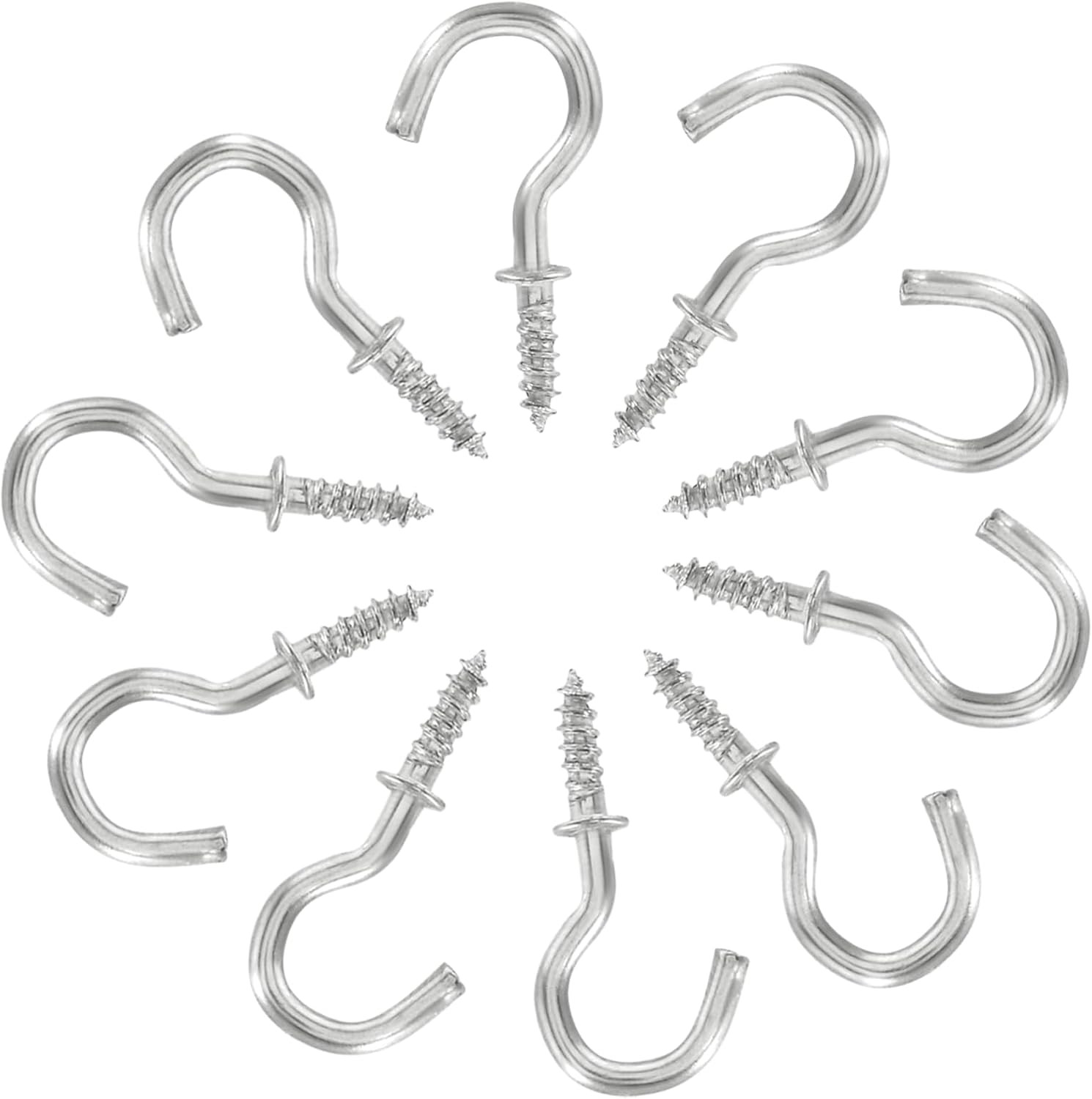 120PCS 5/8 Inch Screw Hooks Nickel Plated Wall Ceiling Cup Hooks Silver Color