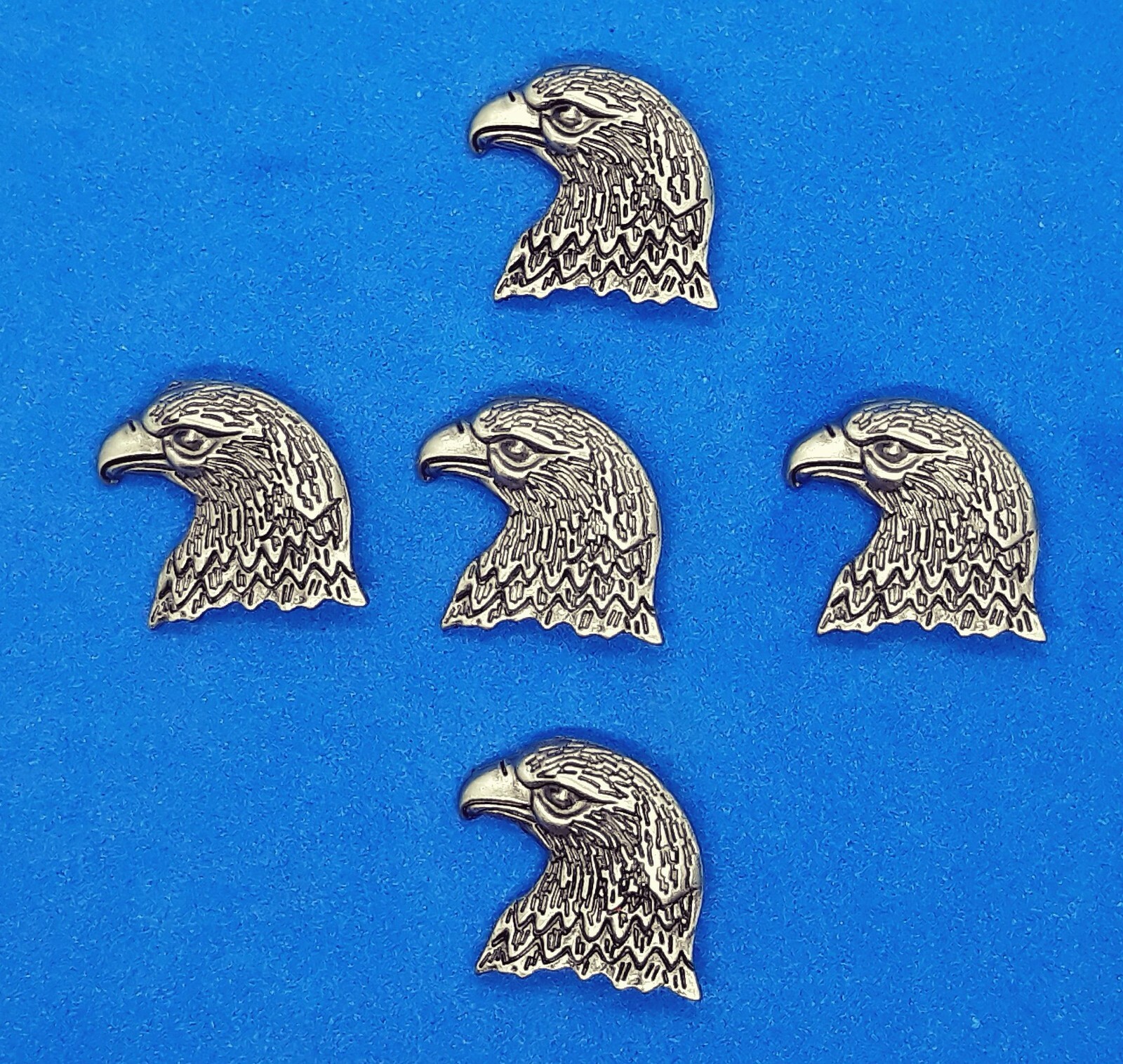 Eagle Eagles Head Conchos / Concho Pewter 7/8" X 3/4"  Five Conchos & Rivets