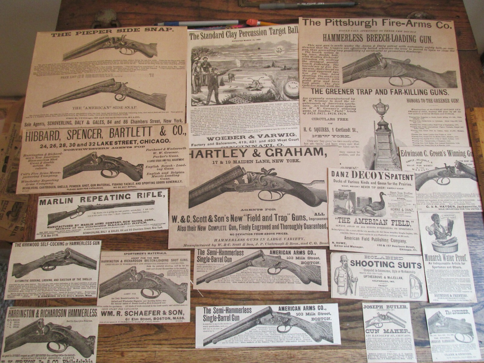 Antique Vintage Original 1882 Hunting Shooting Print Ad Lot Guns Rifles Gear 17