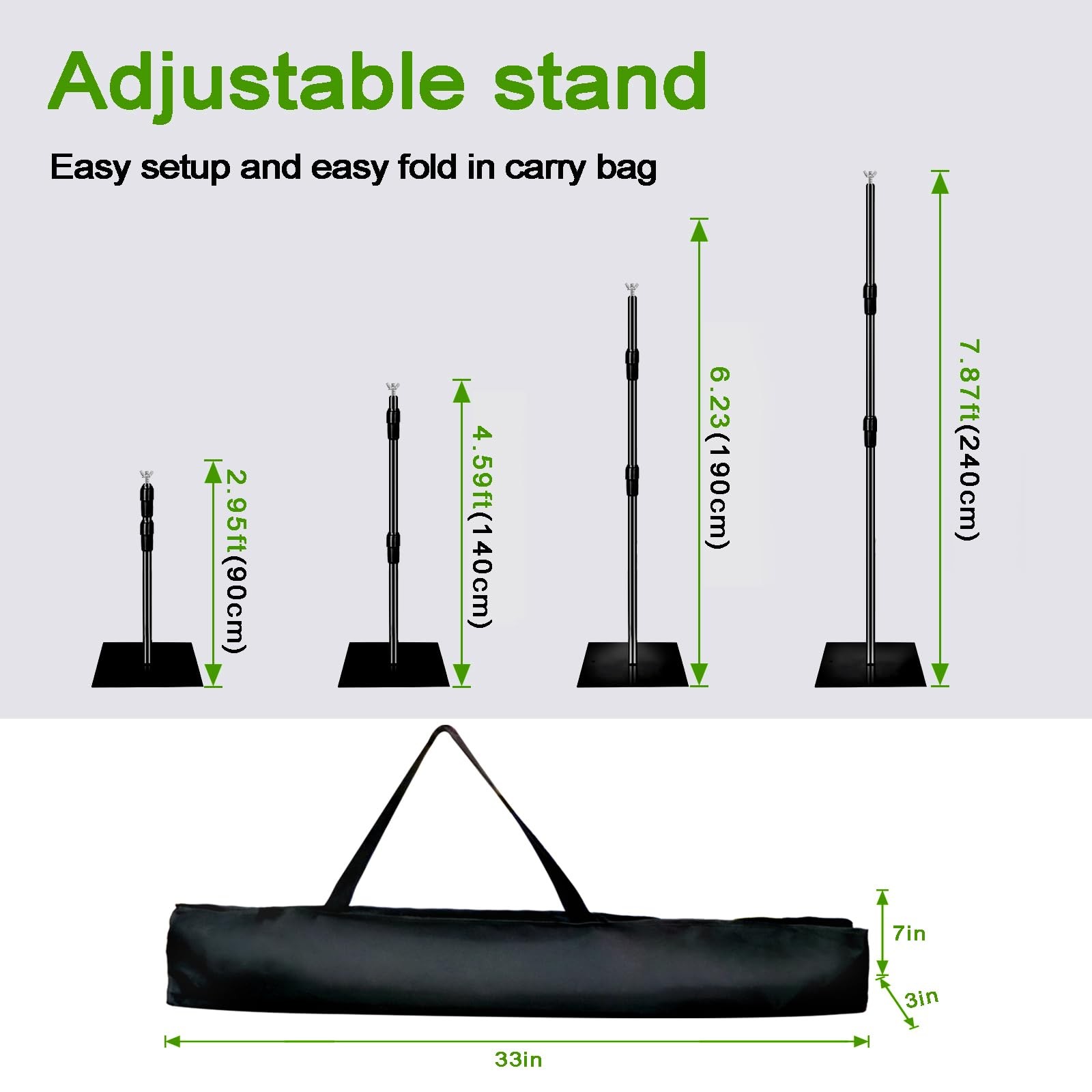 8 * 5FT Backdrop Stand, Metal Base Photo Studio Support System, Adjustable Ba...