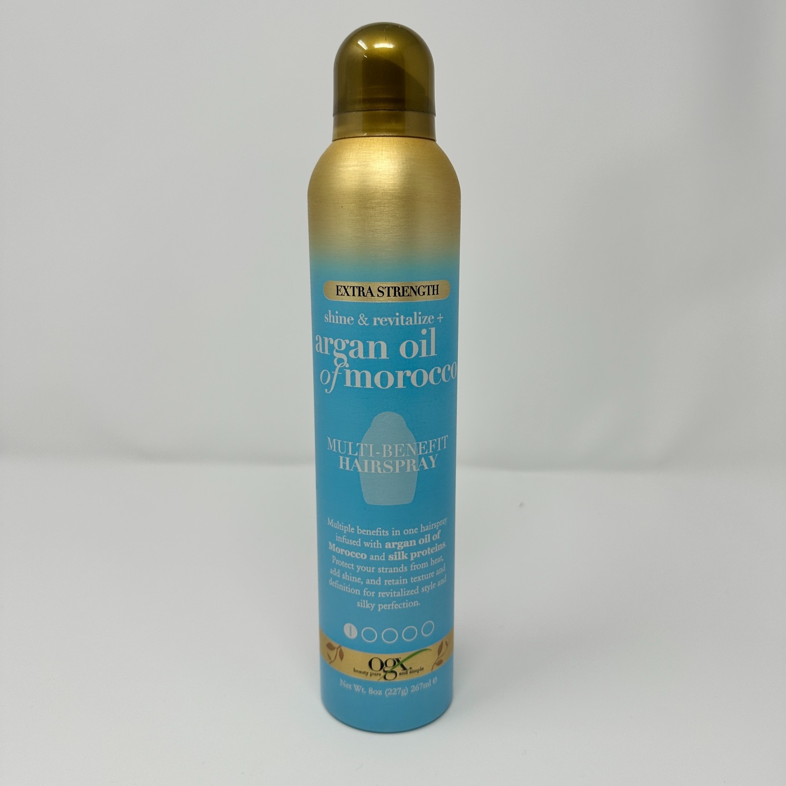 OGX Argan Shine Extra Strength Heat Protect Hairspray Frizz Control, Morocco 8oz