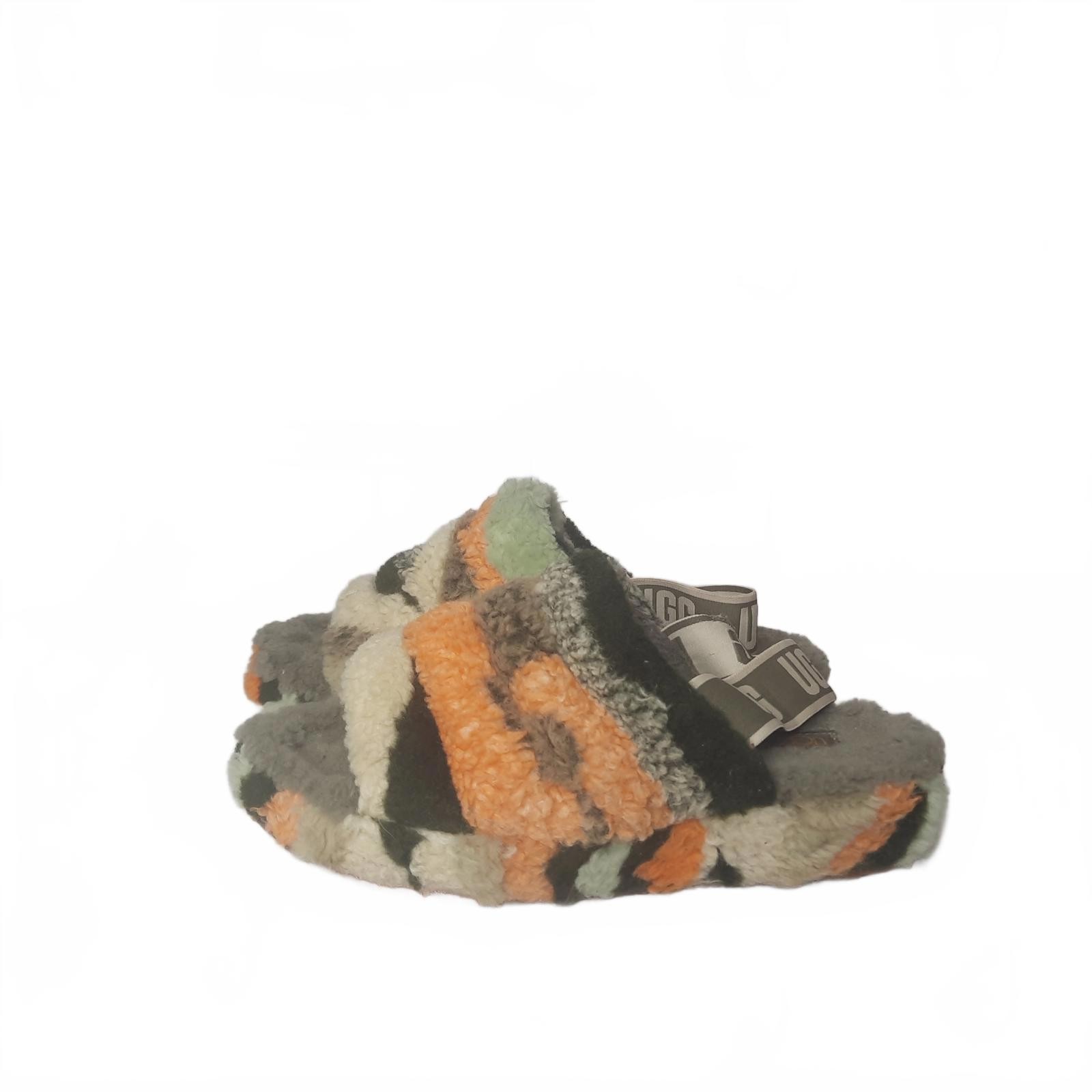 UGG Fluff Yeah Slide Cali Collage Slippers in Olive Multi Size 8