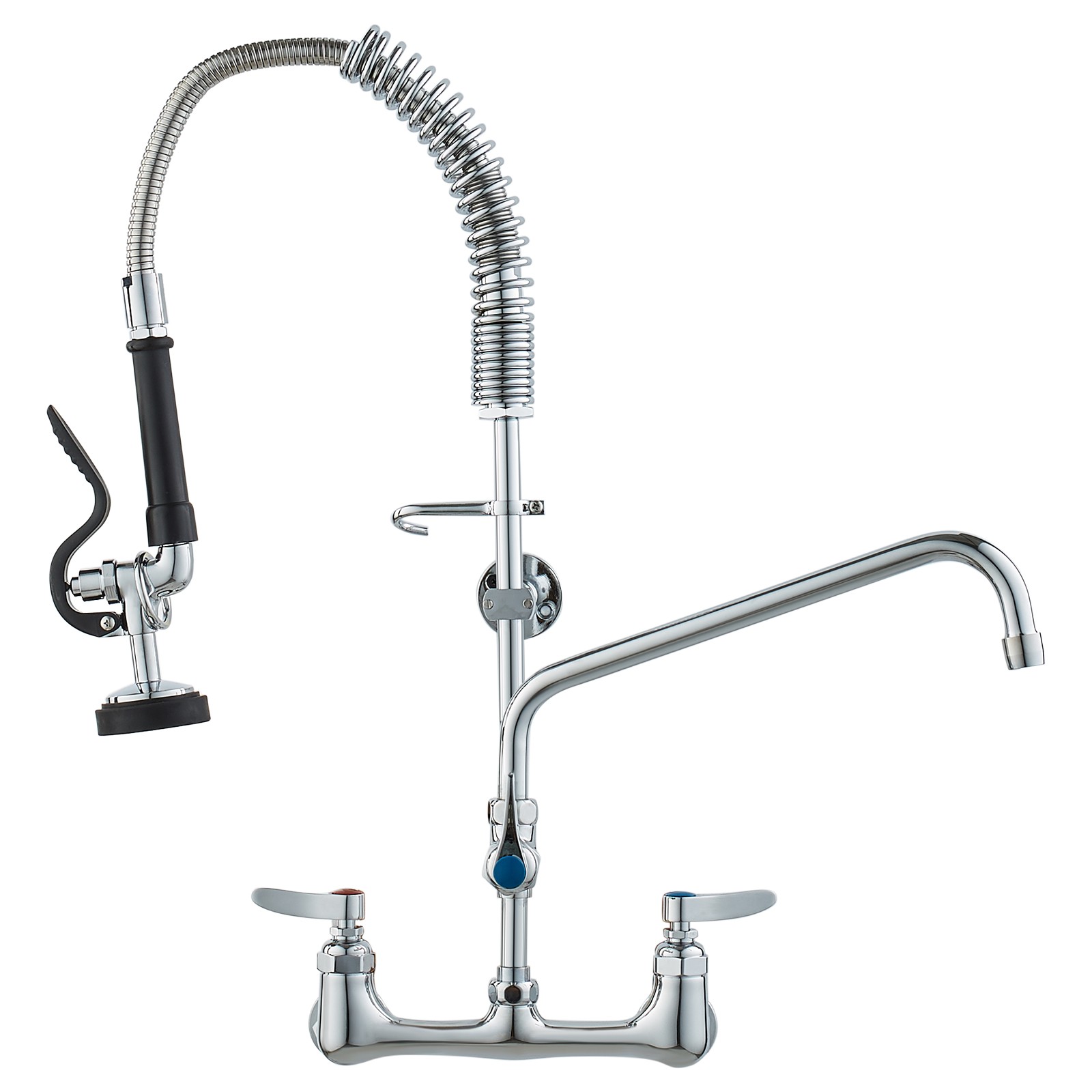 VEVOR Commercial Wall Mount Kitchen Sink Faucet Pre-Rinse Sprayer 25" Height