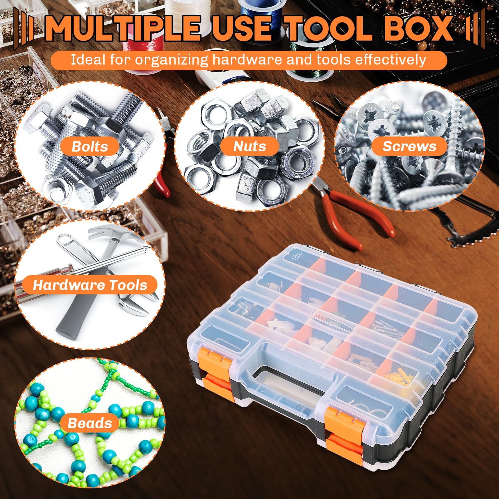 weyleity Small Parts Organizer | Storage Case Tools Box Organizer 34-Compartm...