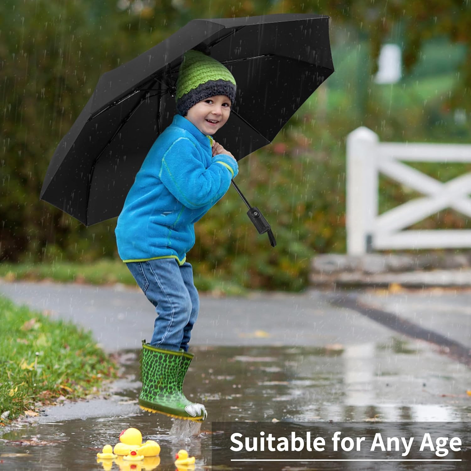 Windproof Travel Umbrella, Automatic Umbrellas for Rain, Portable & Compact Umbr