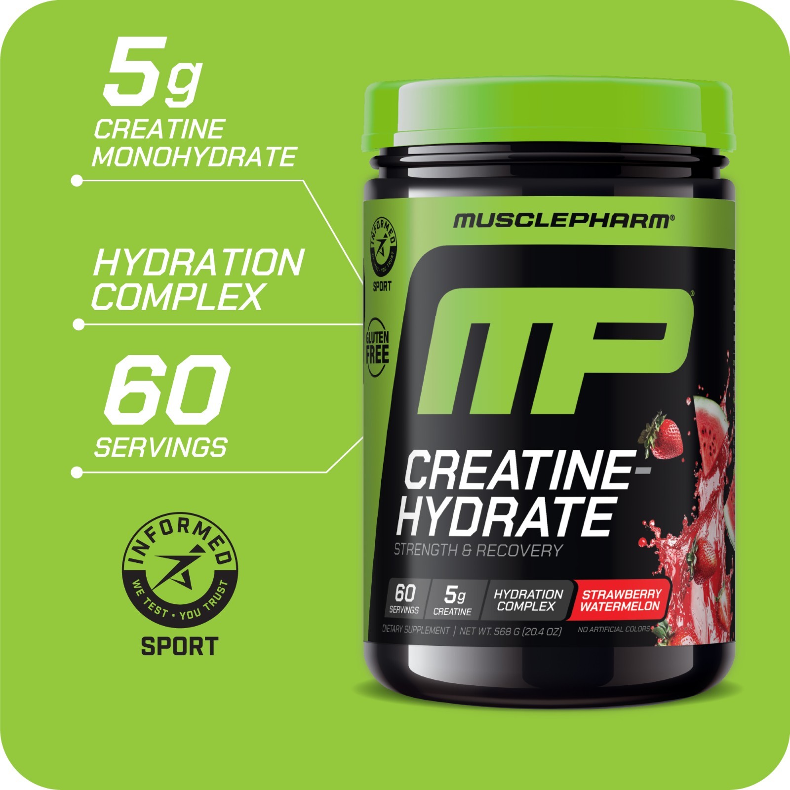 Muscle Pharm Creatine Monohydrate Hydration Complex-Strawberry Watrmln 60 serve