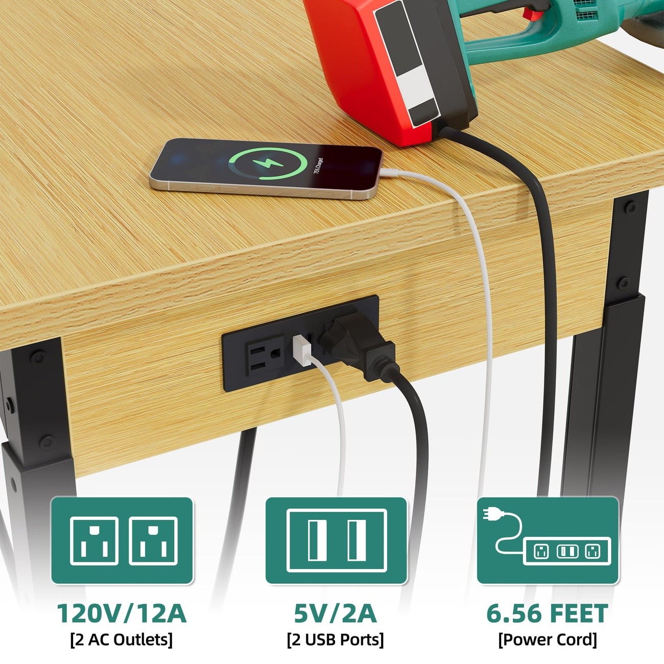 Garage Workbench Rolling Adjustable Tool Table