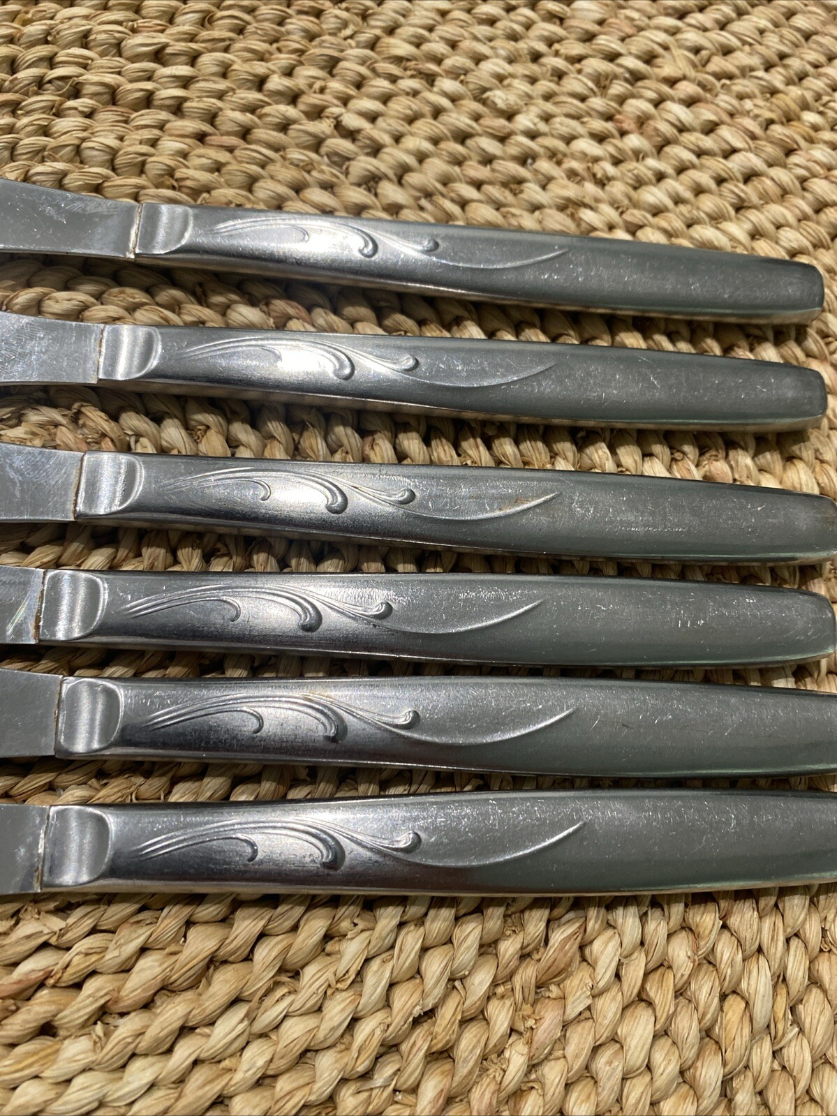 6 ISCO International Silver USA Dinner Knives Flatware