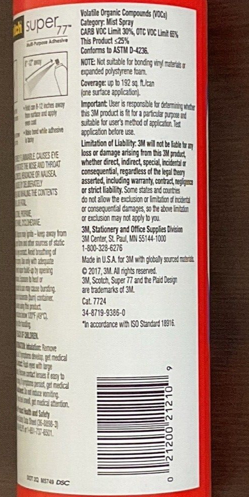 3M-Scotch SUPER 77 Multi-purpose Adhesive Spray, Strong & Durable bond, USA