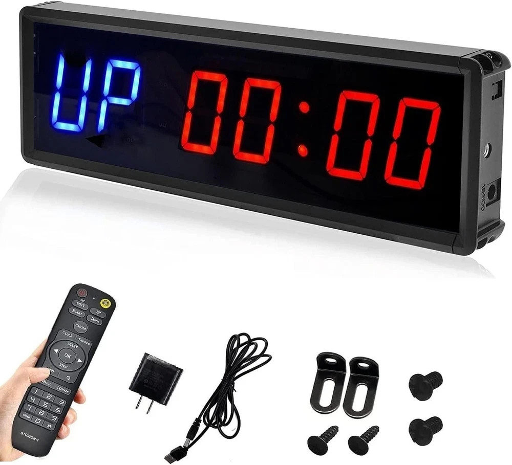 LED Interval Timer Count Down/Up Clock Stopwatch with Remote for Home Gym Fitnes